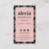 LASHESとBROWSスタイリッシュヴィンテージブラックピンクブラック 名刺 (正面)