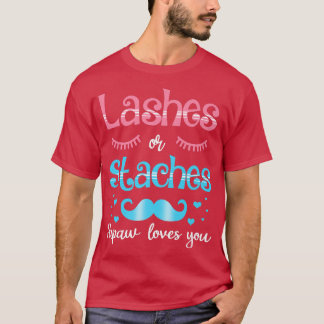 LashesまたはStaches Papaw愛する性別を明かす Tシャツ