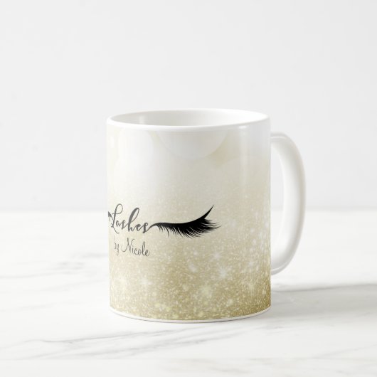 LASHESまつげ金ゴールドグラムパーソナライズされた美しい コーヒーマグカップ (正面右)