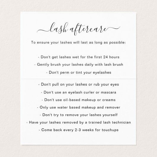 Lashesアフターケアのミニマリスト白黒 名刺 (内部フラット)