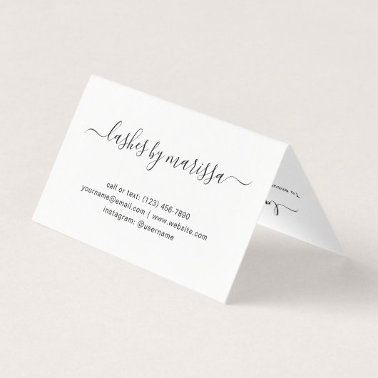 Lashesアフターケアのミニマリスト白黒 名刺 (裏面)