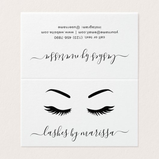 Lashesアフターケアのミニマリスト白黒 名刺 (外部フラット)
