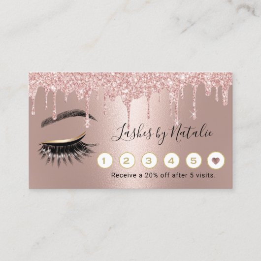 Lashesサロンメイクアップアーティストバラ金ゴールドドリップロイヤリティ ロイヤリティカード (正面)