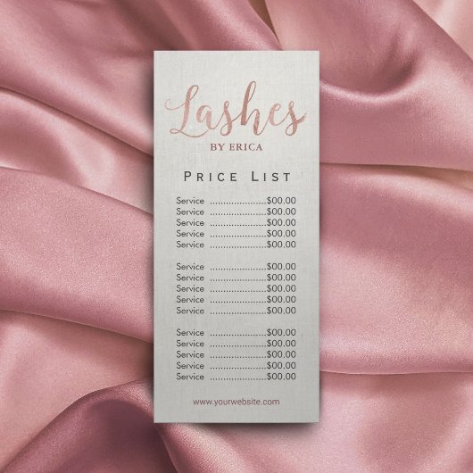 Lashesサロンラッシュバーエステティシャン価格表 ラックカード