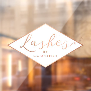 Lashesスクリプト文字バラ金ゴールド/白 ウィンドウサイン