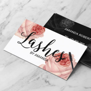 LashesブラックスクリプトヴィンテージフローラLash Extension 名刺