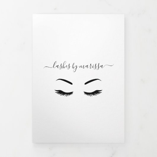 Lashesミニマリスト白黒3折パンフレット 三つ折りカード (カバー)