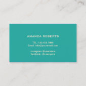 Lashesメイクアップアーティスト金ゴールドスクリプトモダンターコイズ 名刺 (裏面)