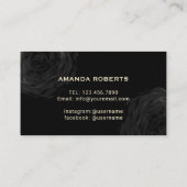 Lashesメイクアップモダンアーティストブラック&金ゴールドフローラ 名刺 (裏面)