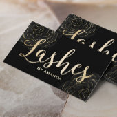 Lashesメイクアップモダンアーティストブラック&金ゴールドフローラ 名刺