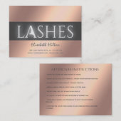 Lashes拡張アフターケア指示バラ金ゴールド 名刺 (正面/裏面)