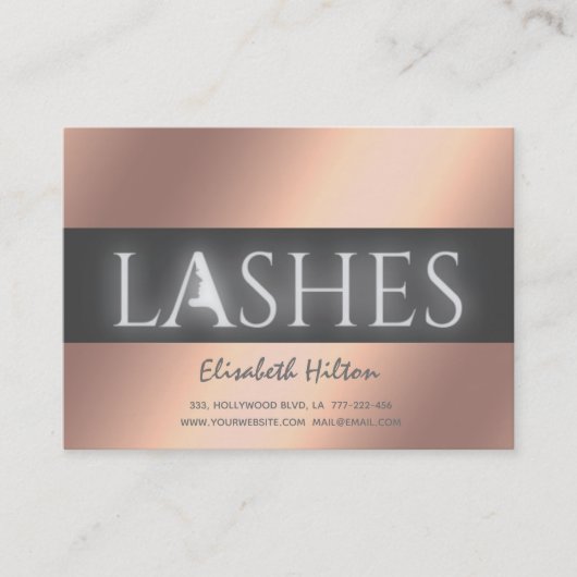 Lashes拡張アフターケア指示バラ金ゴールド 名刺 (正面)