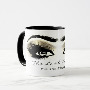 Lashes拡張メイクアップスタジオ金ゴールドアイズホワイト マグカップ