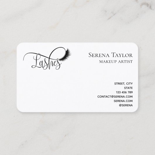 Lashes美しいメイクアップアーティストウォーターカラーアート 名刺 (裏面)