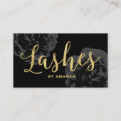 Lashes金ゴールドスクリプエレガントト黒フローラ 名刺 (正面)