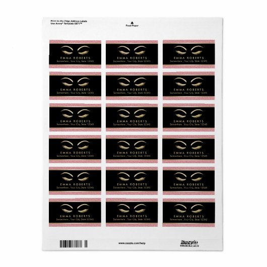 Lashes & Browメイクアップアーティストモダンバラ金ゴールドサロン ラベル (フルシート)