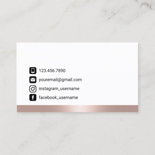 Lashes & Browsサロンバラ縁ど金ゴールドソーシャルメディア 名刺 (裏面)