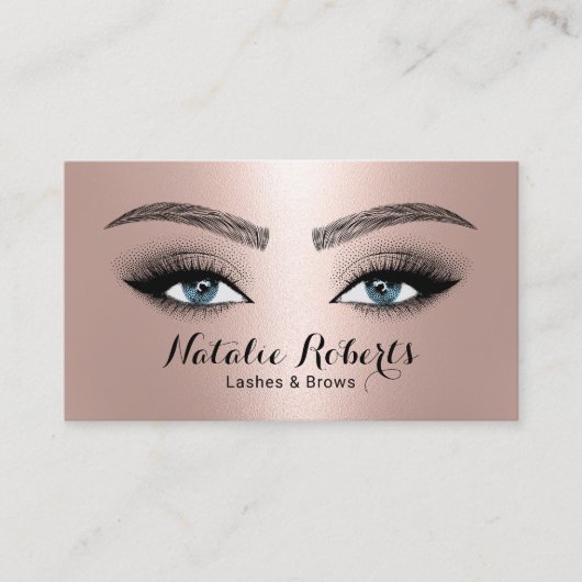 Lashes & Browsサロンメイクアップアーティストバラ金ゴールド 名刺 (正面)