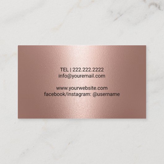 Lashes & Browsメイクアップアーティストバラ金ゴールドメタリック 名刺 (裏面)