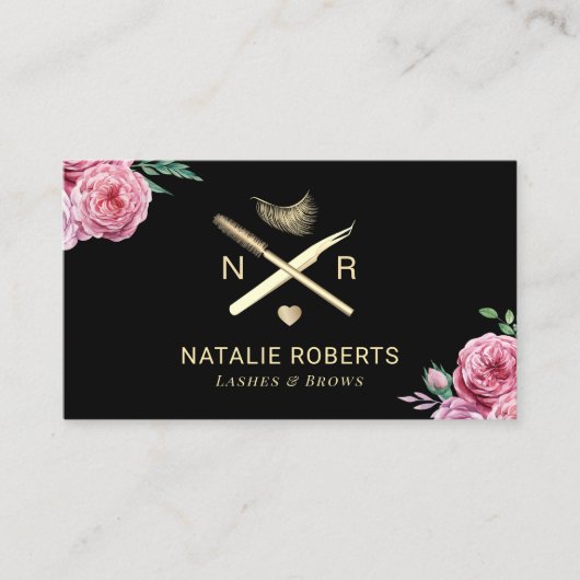 Lashes & Browsメイクアップアーティストヴィンテージフローラサロン 名刺 (正面)