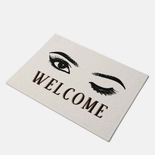 Lashes & Browsメイクアップアーティスト美しいサロンへようこそ ドアマット (アングル)