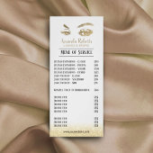 Lashes Browsメイクアップアーティスト金ゴールドサロン価格表 ラックカード