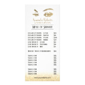 Lashes Browsメイクアップアーティスト金ゴールドサロン価格表 ラックカード (正面)