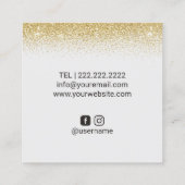 Lashes & Browsメイクアップアーティスト金ゴールド紙吹雪サロン スクエア名刺 (裏面)