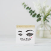 Lashes & Browsメイクアップアーティスト金ゴールド紙吹雪サロン スクエア名刺 (スタンド正面)