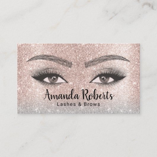 Lashes & Brows Microbladingサロン赤面バラ金ゴールド 名刺 (正面)