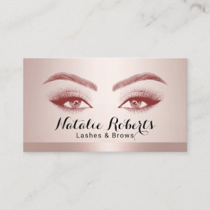 Lashes & Brows Microblading赤面バラ縁ど金ゴールド 名刺