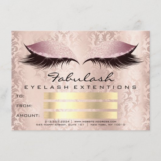 Lashes Damask Pinkメイクアップアーティスト証明書ギフト (正面)