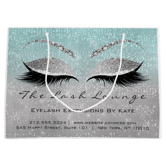 Lashes Extensionメイクアップアーティストスタジオアクアウォーター ラージペーパーバッグ (正面)