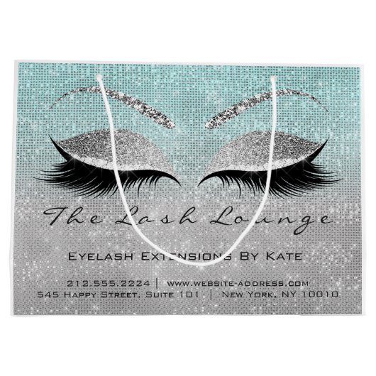 Lashes Extensionメイクアップアーティストスタジオアクアウォーター ラージペーパーバッグ (裏面)