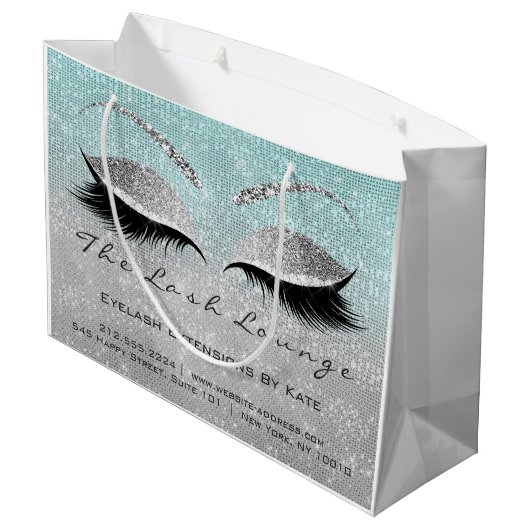 Lashes Extensionメイクアップアーティストスタジオアクアウォーター ラージペーパーバッグ (裏面アングル)