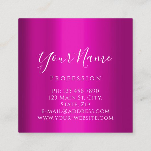 Lashes ExtensionメイクアップアーティストピンクシルバーVip スクエア名刺 (裏面)