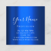 Lashes Extensionメイクアップアーティストブルーネイビーシルバー スクエア名刺 (裏面)