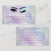 Lashes Extension Aftercare Instructionsホログラム 名刺 (正面/裏面)