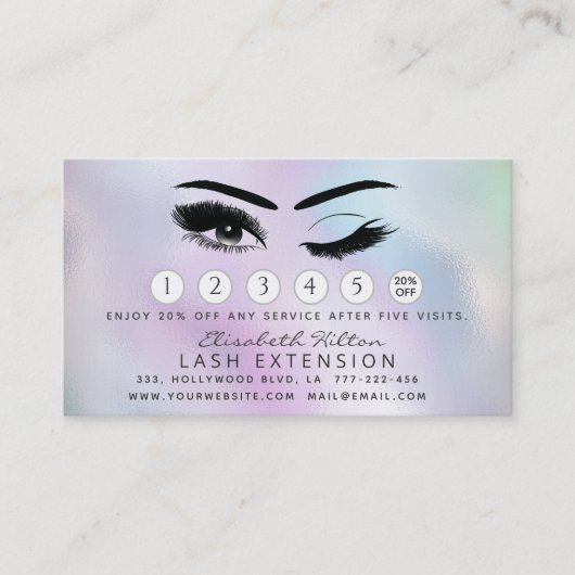 Lashes Extension Aftercare Instructionsホログラム 名刺 (正面)