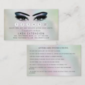 Lashes Extension Aftercare Instructionsホログラム 名刺 (正面/裏面)