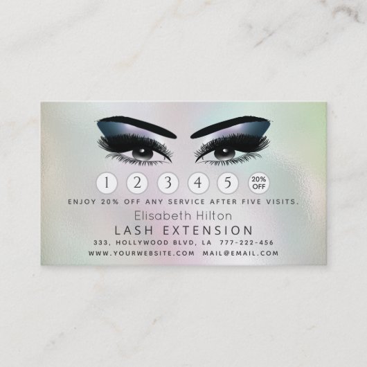 Lashes Extension Aftercare Instructionsホログラム 名刺 (正面)