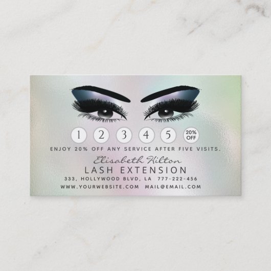 Lashes Extension Aftercare Instructionsホログラム 名刺 (正面)