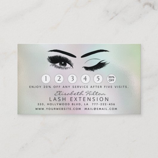 Lashes Extension Aftercare Instructionsホログラム 名刺 (正面)