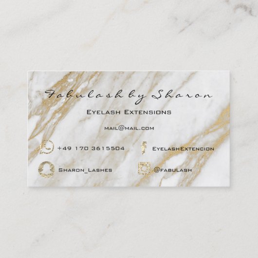 Lashes Extension Snapchat、Instagram金ゴールド大理石2 名刺 (裏面)
