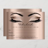 Lashes ExtensionRose金ゴールドメイクアップ証明書ギフト 招待状 (正面/裏面)
