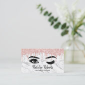 Lashes Eyelash Makeup Artist Rose Gold Drip Marble 名刺 (スタンド正面)