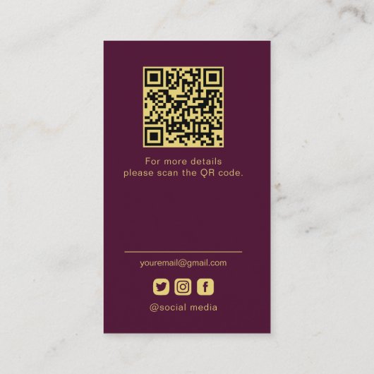 Lashes InstagramエレガントフォトグリッドQrコード 名刺 (裏面)