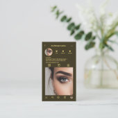 Lashes InstagramフォトグリッドQrコード濃い緑 名刺 (スタンド正面)