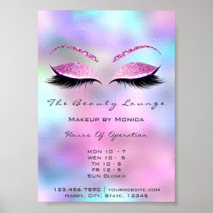 Lashes Makeup Opening Hours Beauty Pink Blue ポスター