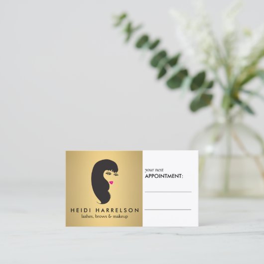 Lashes on フェイク金ゴールドアポイントメントカード 予約カード (スタンド正面)